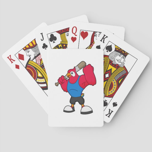 Parrot at Baseball with Baseball bat Playing Cards (Back)