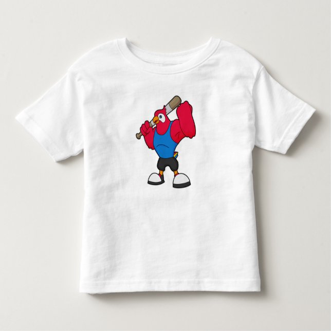 Parrot at Baseball with Baseball bat Toddler T-Shirt (Front)