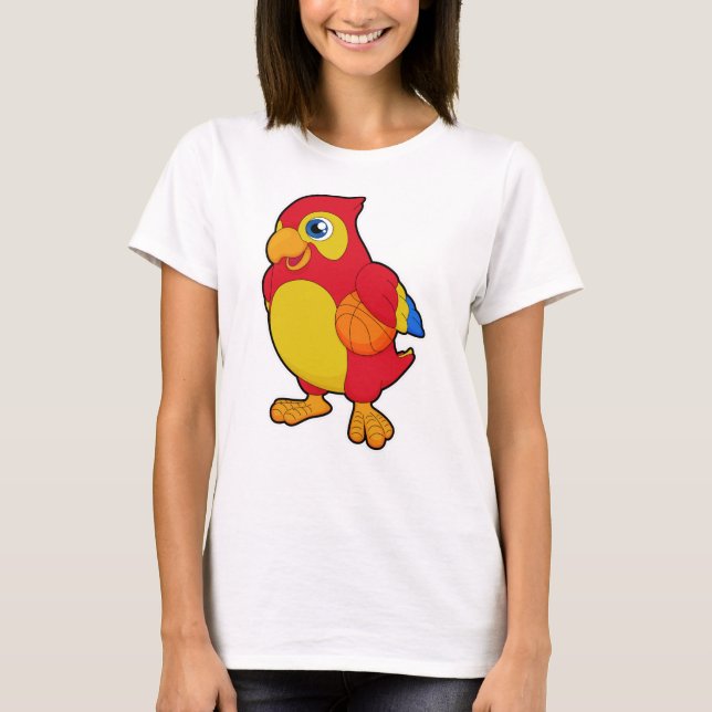 Parrot at Basketball Sports T-Shirt (Front)
