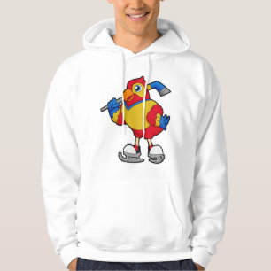 Parrot at Hockey with Hockey stick Hoodie