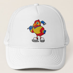 Parrot at Hockey with Hockey stick Trucker Hat