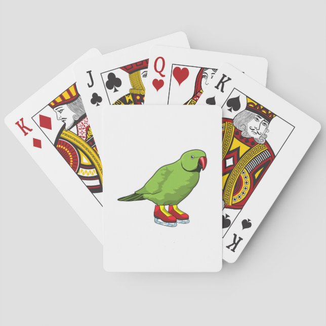 Parrot at Ice skating with Ice skates Playing Cards (Back)