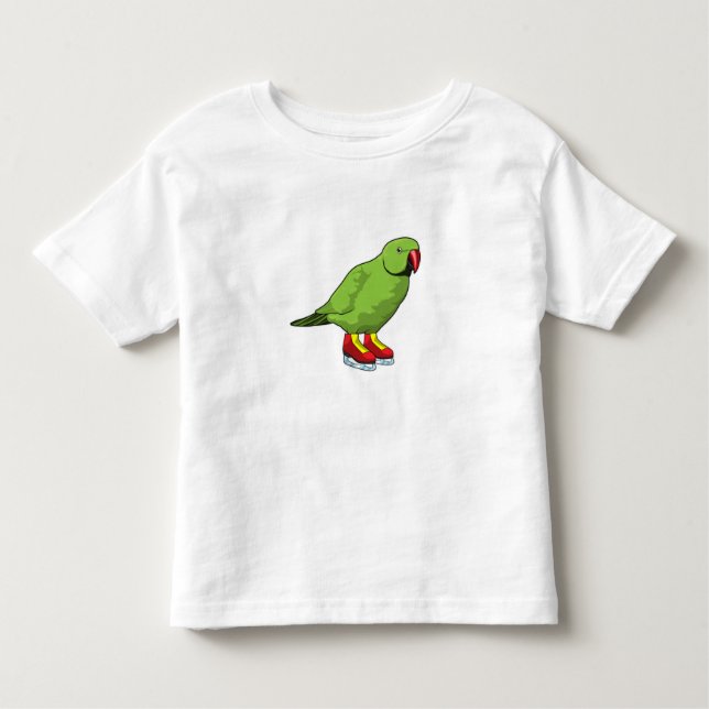 Parrot at Ice skating with Ice skates Toddler T-Shirt (Front)