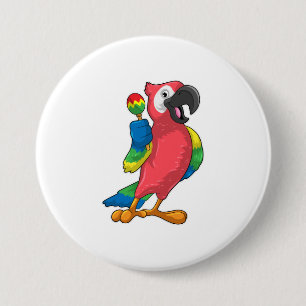 Parrot at Music with Maracas 7.5 Cm Round Badge