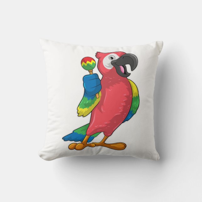 Parrot at Music with Maracas Cushion (Front)