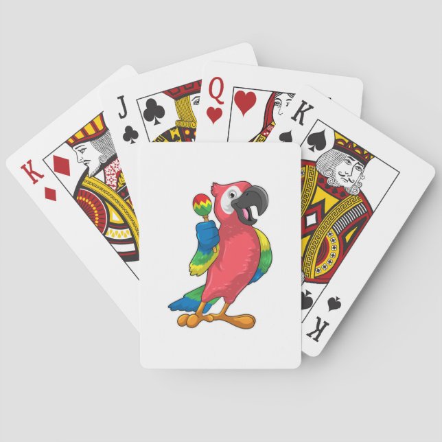 Parrot at Music with Maracas Playing Cards (Back)