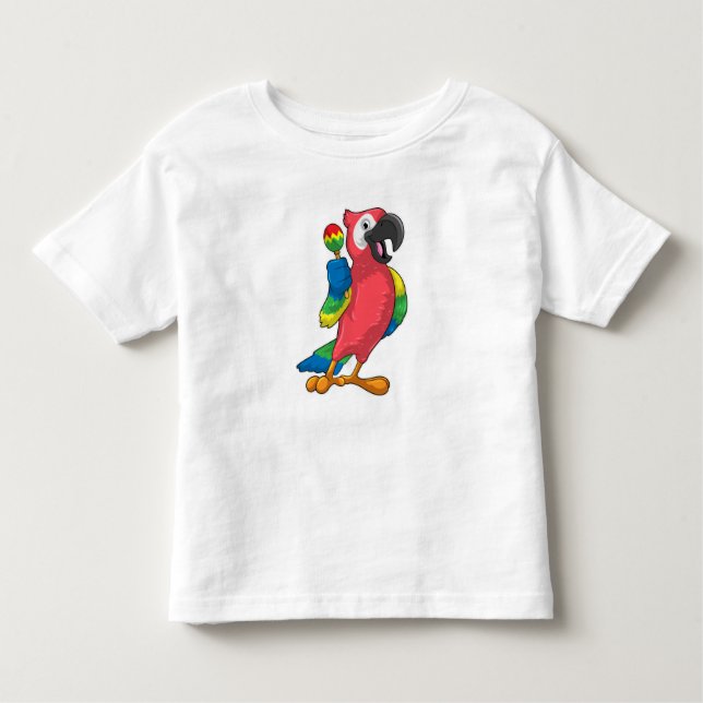 Parrot at Music with Maracas Toddler T-Shirt (Front)