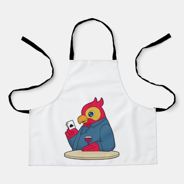 Parrot at Poker with Poker cards Apron (Front)