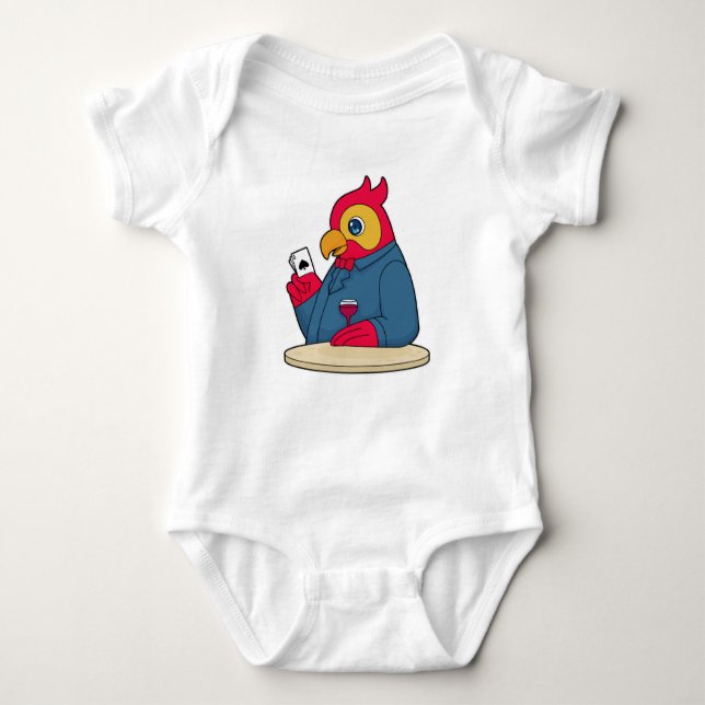 Parrot at Poker with Poker cards Baby Bodysuit (Front)