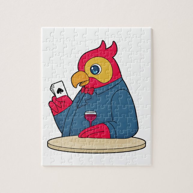 Parrot at Poker with Poker cards Jigsaw Puzzle (Vertical)