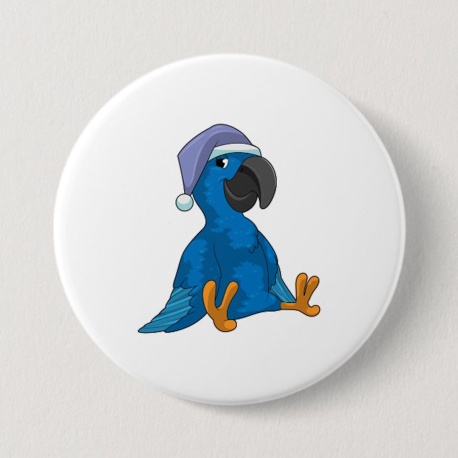 Parrot at Sleeping with Nightcap 7.5 Cm Round Badge (Front)