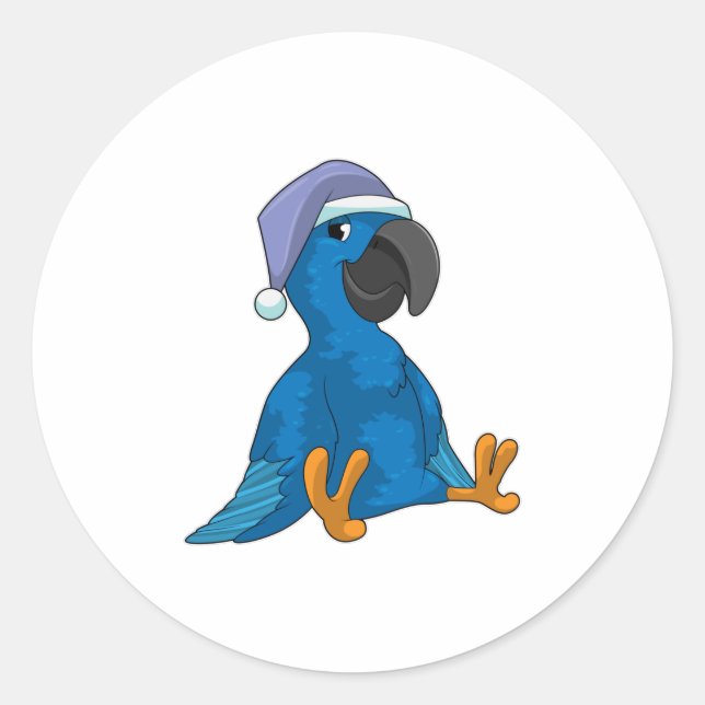 Parrot at Sleeping with Nightcap Classic Round Sticker (Front)