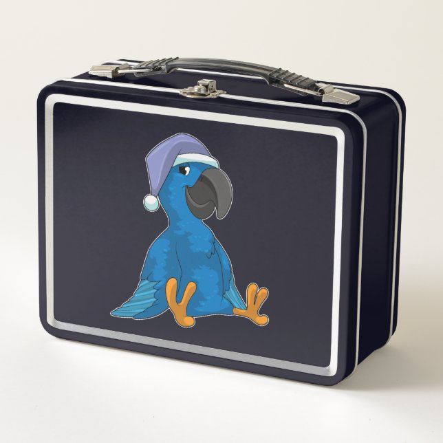 Parrot at Sleeping with Nightcap Metal Lunch Box (Front)