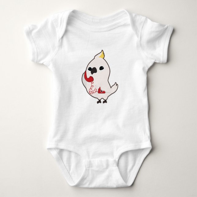 Parrot at Telephone with Telephone receiver Baby Bodysuit (Front)