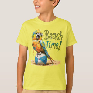 Parrot Beach Ball Beach Time  T-Shirt