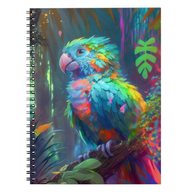 Parrot Bird Animal Portrait Painting Wildlife Art Notebook (Front)