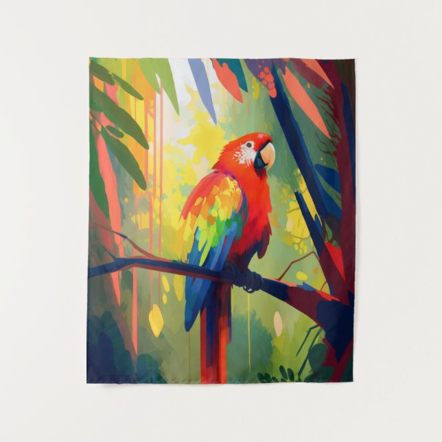 Parrot Bird Animal Portrait Painting Wildlife Free Tapestry (Front)
