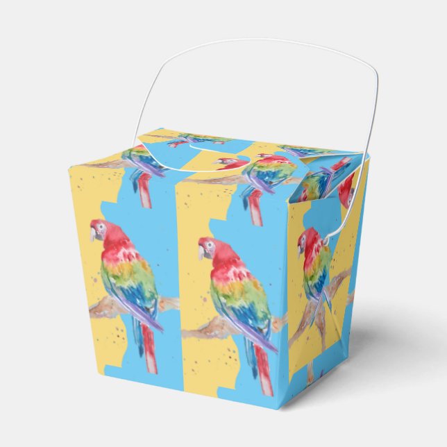 Parrot Bird Childs Boys Birthday Cake Favour Box (Front Side)