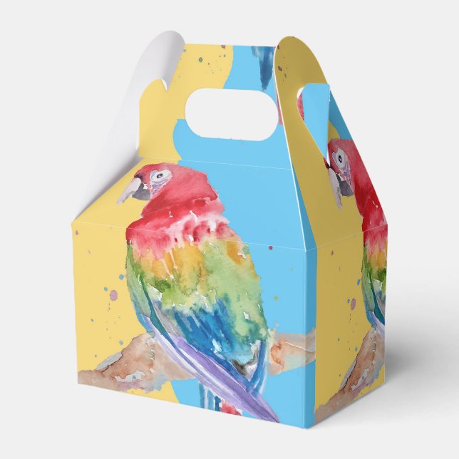 Parrot Bird Childs Boys Birthday Cake Favour Box (Front Side)