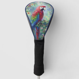 Parrot Bird Jungle Floral Impressionism Painting Golf Head Cover
