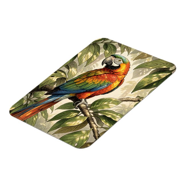 Parrot bird on tree drawing magnet (Left Side)