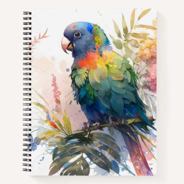Parrot Bird Portrait Animal Painting Wildlife Free Notebook (Front)