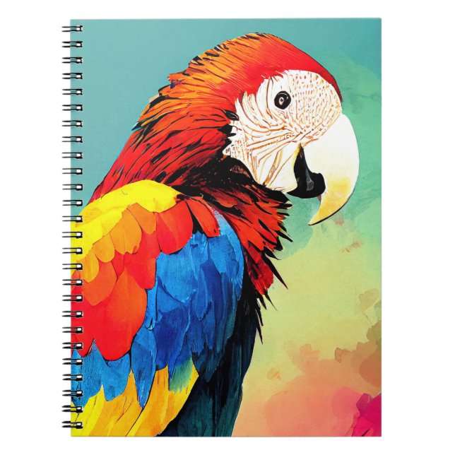 Parrot Bird Wild Nature Animal Color Art Painting Notebook (Front)