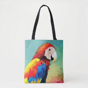 Parrot Bird Wild Nature Animal Color Art Painting Tote Bag
