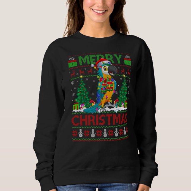 Parrot Bird  Xmas Tree Ugly Santa Parrot Christmas Sweatshirt (Front)