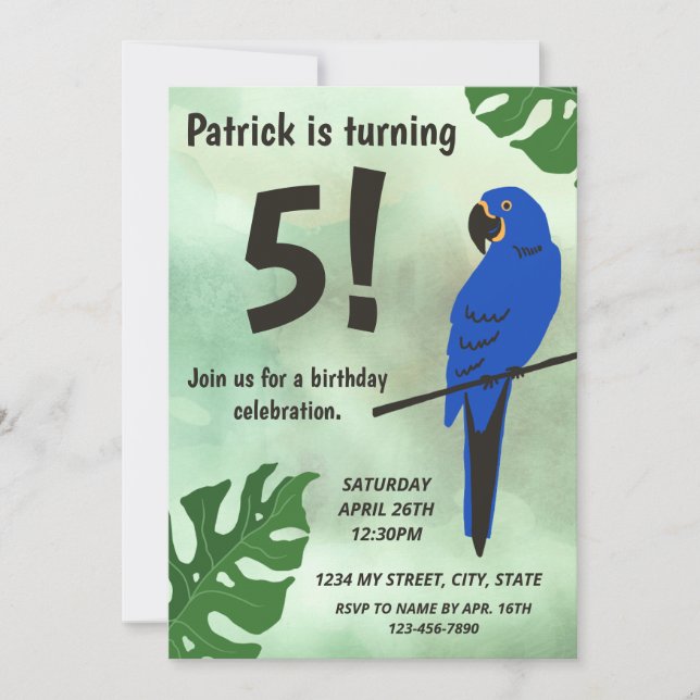 Parrot  Birthday Invitation (Front)