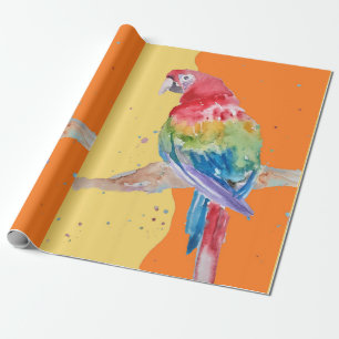 Parrot Blue Yellow Boys Watercolor Art Parrots Wra Wrapping Paper