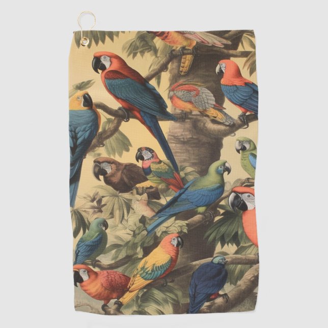 Parrot Canopy Heritage Botanical Clubhouse Golf Towel (Front)