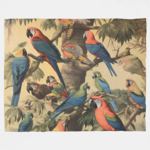 Parrot Canopy Vintage Botanical Luxe Fleece Blanket