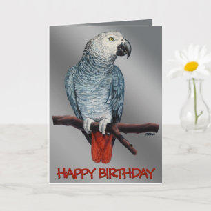 Parrot Card Personalise African Grey Greeting Card