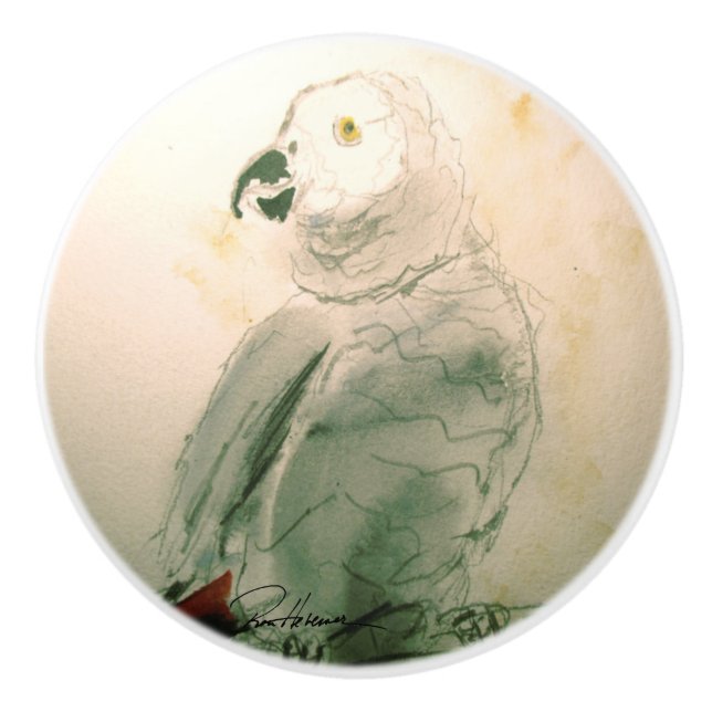 Parrot . . . ceramic knob (Front)