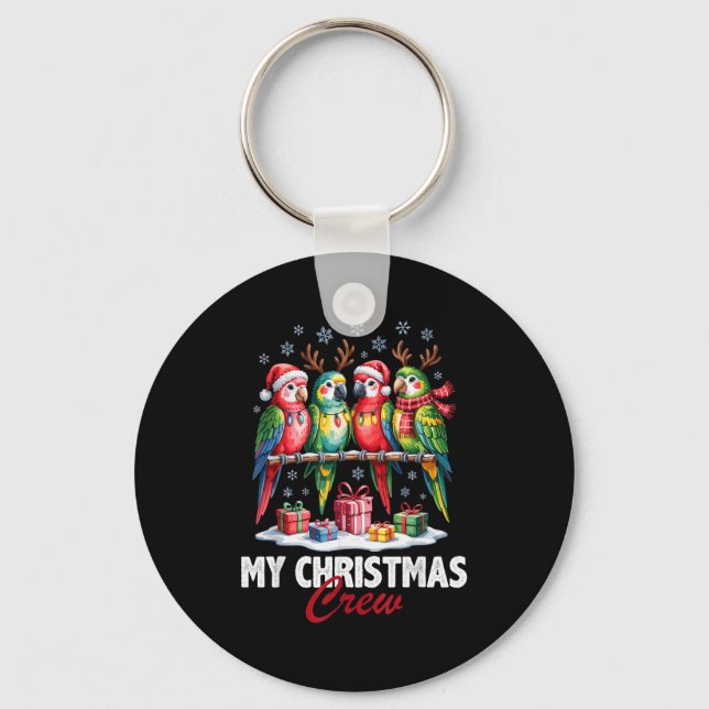 Parrot Christmas Crew Cute Bird Lovers Funny Holid Key Ring (Front)