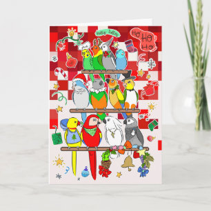Parrot Christmas Holly Jolly Holiday Card