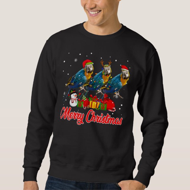 Parrot Christmas Pajama Funny Xmas Lights Animals Sweatshirt (Front)