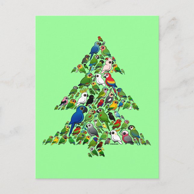 Parrot Christmas Tree Holiday Postcard (Front)