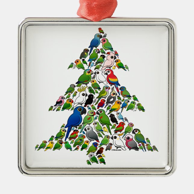 Parrot Christmas Tree Metal Tree Decoration (Front)