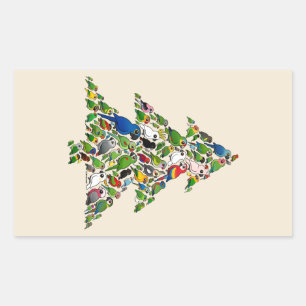 Parrot Christmas Tree Rectangular Sticker