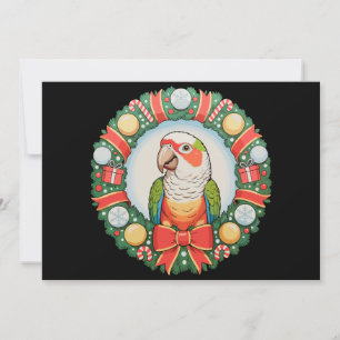Parrot Christmas Wreath Green Cheek Conure Xmas Holiday Card