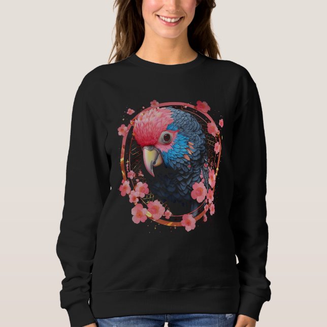 Parrot Church Blossoms - Art Animal Parrot Sweatshirt (Front)