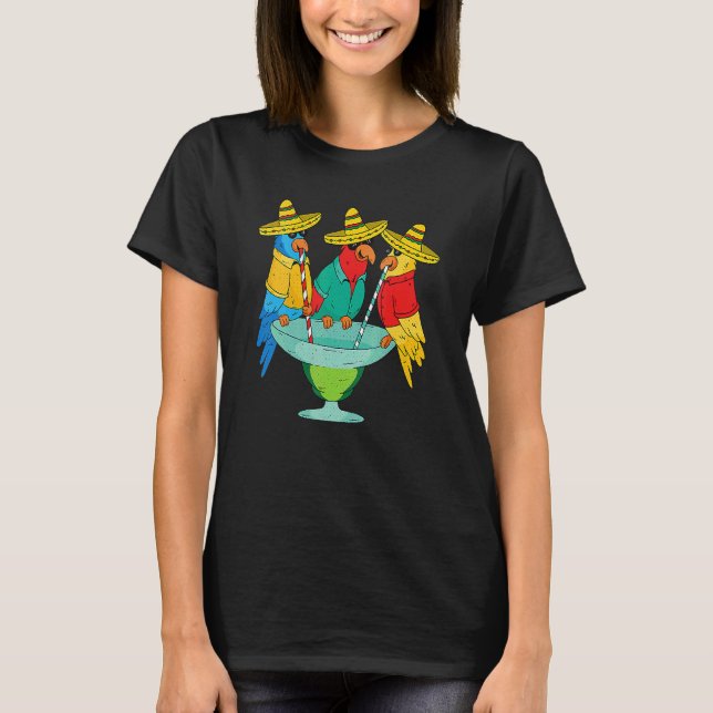Parrot Cinco De Mayo  Drinking Tequila Mexican Fie T-Shirt (Front)