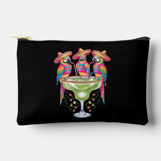 Parrot Cinco De Mayo Funny Drinking Mexican Fiesta Accessory Pouch (Front)