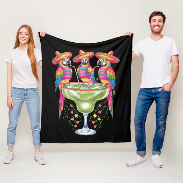 Parrot Cinco De Mayo Funny Drinking Mexican Fiesta Fleece Blanket (In Situ)