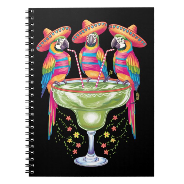 Parrot Cinco De Mayo Funny Drinking Mexican Fiesta Notebook (Front)