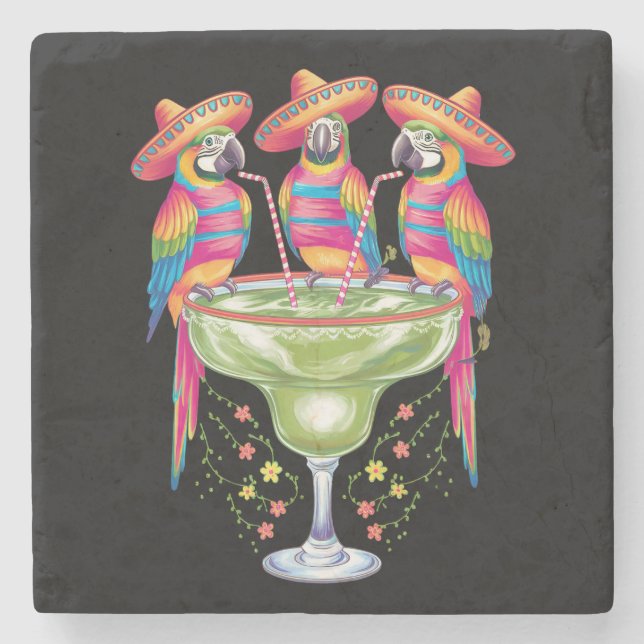 Parrot Cinco De Mayo Funny Drinking Mexican Fiesta Stone Coaster (Front)