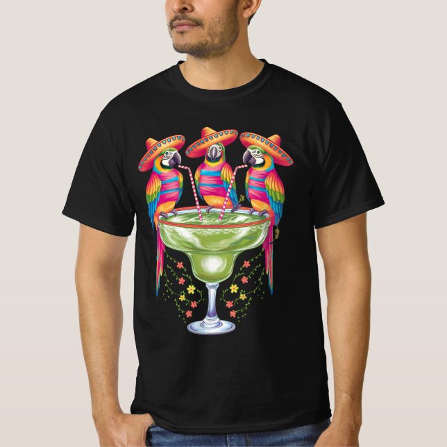 Parrot Cinco De Mayo Funny Drinking Mexican Fiesta T-Shirt (Front)