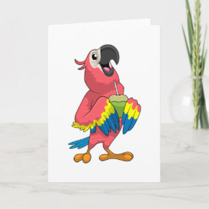 Parrot & Coconut with Drinking straw Card